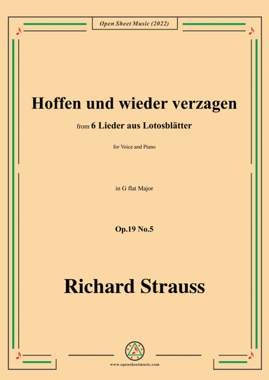 Richard Strauss-Hoffen und wieder verzagen,in G flat Major