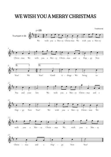 We Wish You a Merry Christmas for trumpet • easy Christmas sheet music