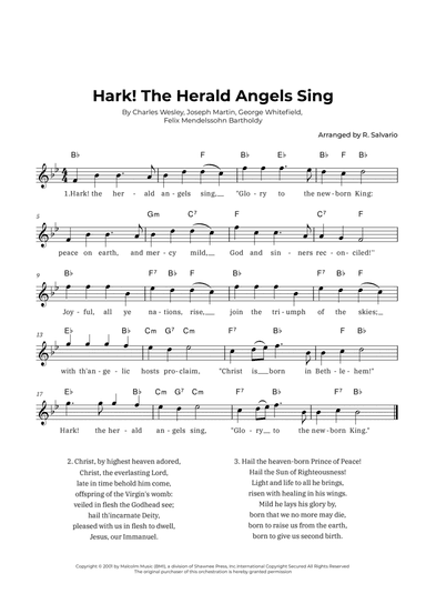 Hark! The Herald Angels Sing (Key of B-Flat Major)