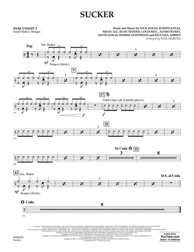 Sucker (arr. Paul Murtha) - Percussion 2