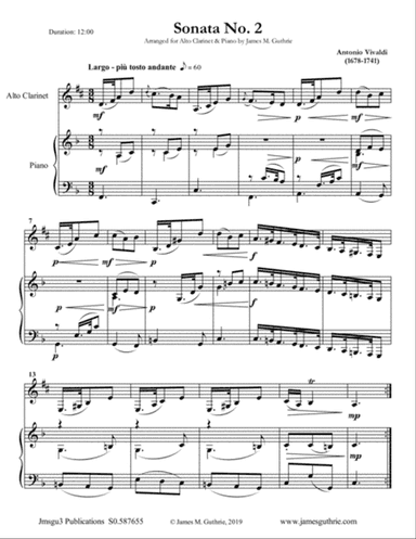 Vivaldi: Sonata No. 2 for Alto Clarinet & Piano