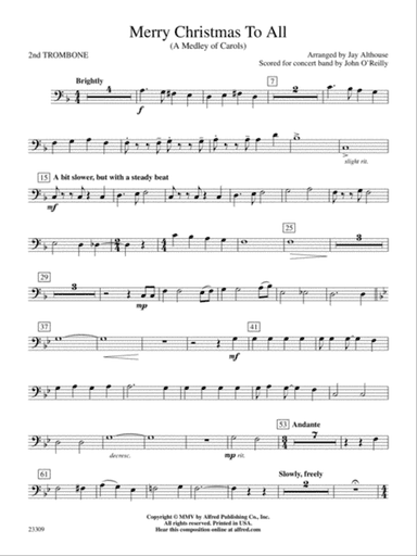 Merry Christmas to All (A Medley of Carols): 2nd Trombone