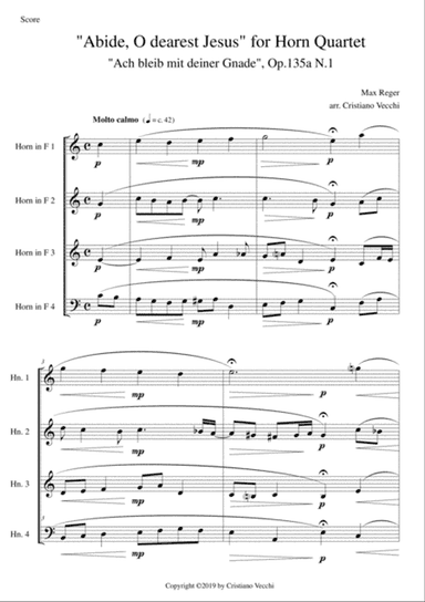 "Abide, O dearest Jesus" for Horn Quartet