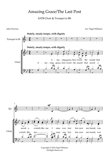 Hymn Concertato, Amazing Grace, with The Last Post, for SATB Choir and Trumpet in Bb