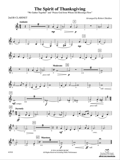 The Spirit of Thanksgiving: 2nd B-flat Clarinet