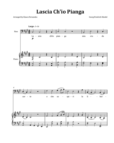 Lascia Ch'io Pianga by Händel - Tenor & Piano in A Major
