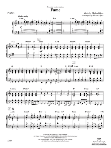 Fame (from the motion pictureFame): Piano Accompaniment