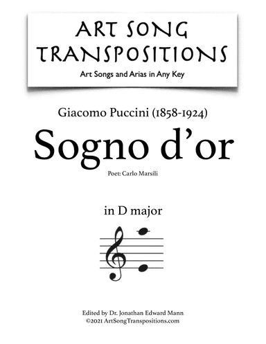 PUCCINI: Sogno d'or (transposed to D major)