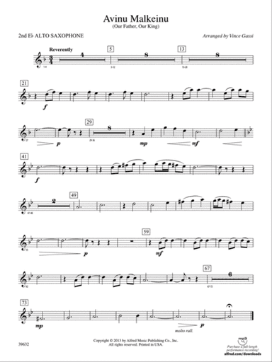 Avinu Malkeinu: 2nd E-flat Alto Saxophone