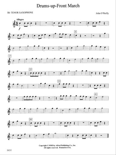 Drums-up-Front March: B-flat Tenor Saxophone
