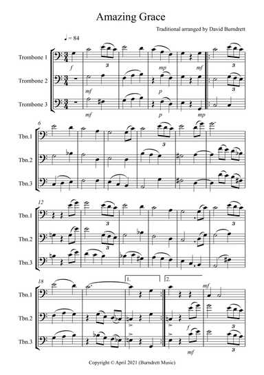 Amazing Grace for Trombone Trio