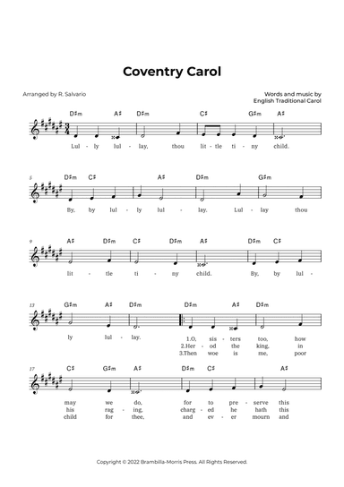 Coventry Carol (Key of D-Sharp Minor)