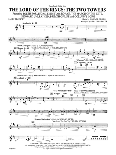 The Lord of the Rings: The Two Towers, Symphonic Suite from: 2nd B-flat Trumpet