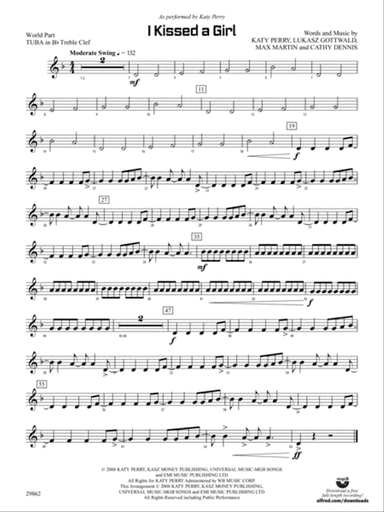 I Kissed a Girl: (wp) B-flat Tuba T.C.