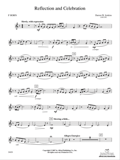 Reflection and Celebration: 1st F Horn