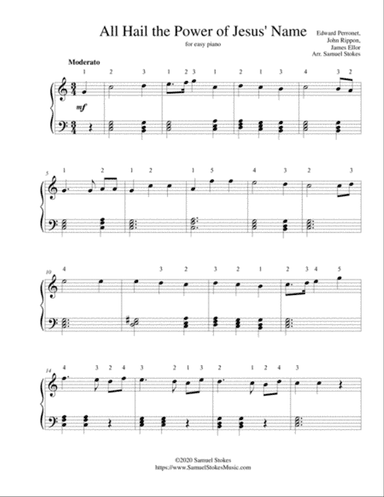 All Hail the Power Jesus' Name (James Ellor) - for easy piano