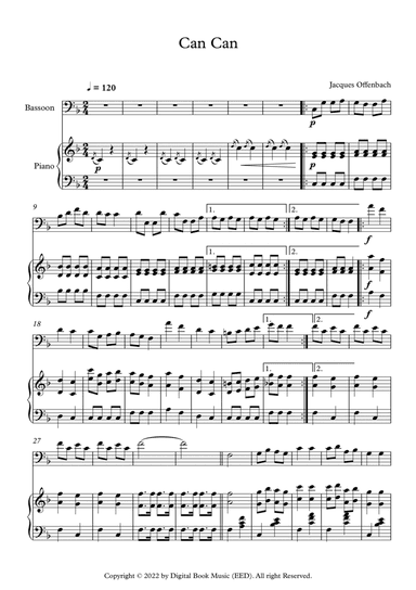 Can Can - Jacques Offenbach (Bassoon + Piano)