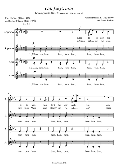 Orlofsky's aria (Die Fledermaus), SSAA