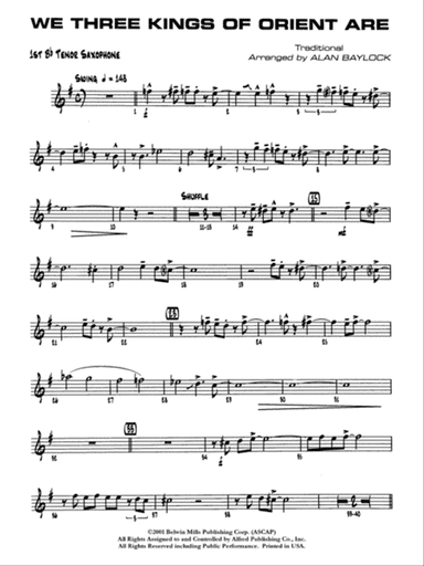 We Three Kings of Orient Are: B-flat Tenor Saxophone
