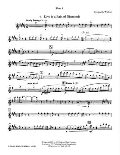 Songs for Women's Voices: 4. Love Is a Rain of Diamonds (Downloadable Orchestra Parts)