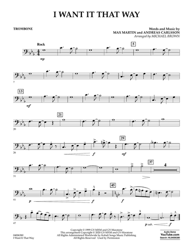 I Want It That Way (arr. Michael Brown) - Trombone