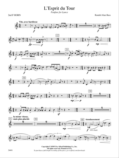 L'Esprit du Tour: A Fanfare for Lance: 2nd F Horn