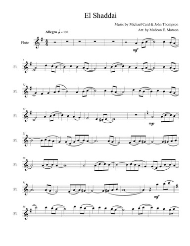 El Shaddai for flute-guitar duet