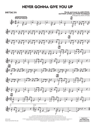 Never Gonna Give You Up (arr. Rick Stitzel) - Baritone Sax