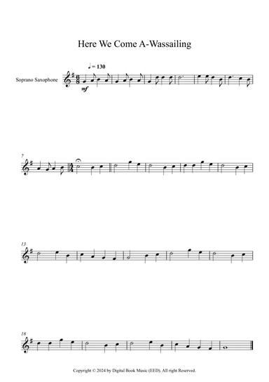 Here We Come A-Wassailing (Soprano Sax)
