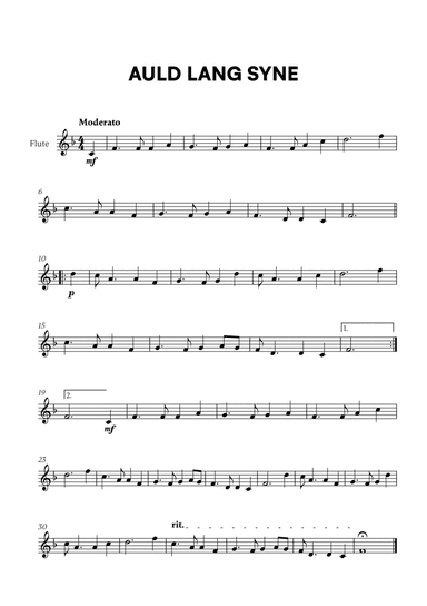 Traditional - Auld Lang Syne for Flute Solo