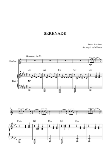 Serenade | Schubert | Alto Sax | Piano | Chords