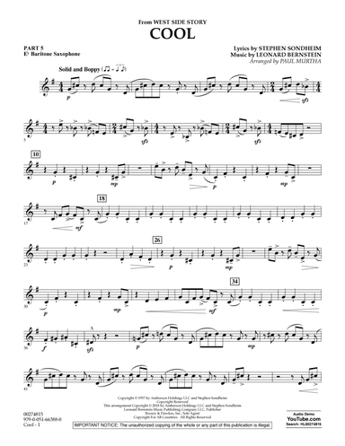 Cool (from West Side Story) (arr. Murtha) - Pt.5 - Eb Baritone Saxophone