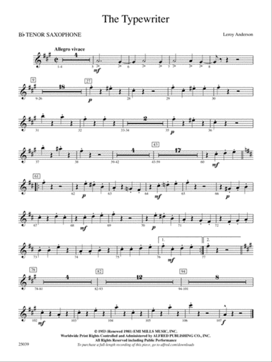 The Typewriter: B-flat Tenor Saxophone