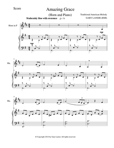 AMAZING GRACE (Horn Piano and Horn Part)