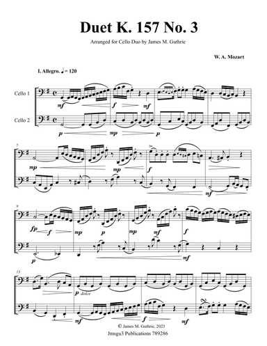 Mozart: Duet K. 157 No. 3 for Cello Duo