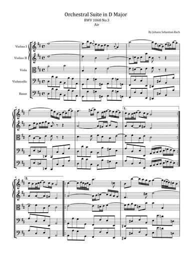 Air - Orchestral Suite in D Major - BWV 1068 No,3 Bach Original