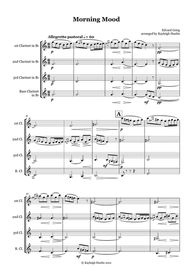 Morning Mood by Edvard Grieg - Clarinet quartet