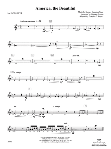 America, the Beautiful: 2nd B-flat Trumpet