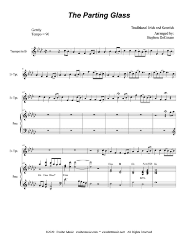 The Parting Glass (for Bb-Trumpet solo and Piano)