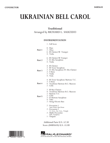 Ukrainian Bell Carol - Conductor Score (Full Score)