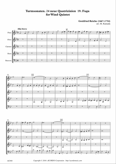 Turmsonaten. 24 neue Quatrizinien 19. Fuga for Wind Quintet