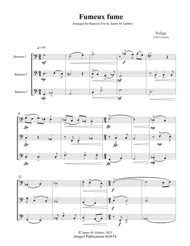 Solage: Fumeux fume for Bassoon Trio