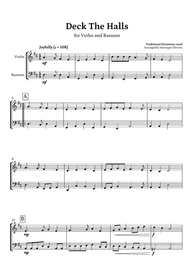 Deck The Halls (Violin and Bassoon) | Christmas Carol