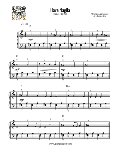 Hava Nagila (Easy Piano Solo)