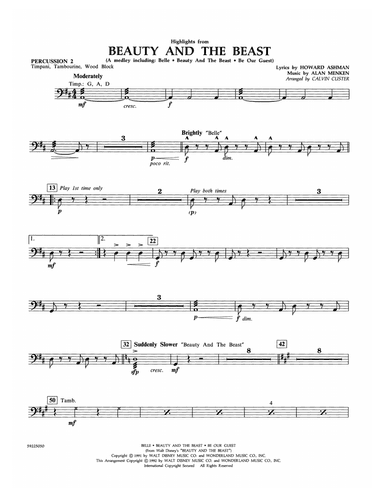 Beauty and the Beast Highlights (arr. Calvin Custer) - Percussion 2