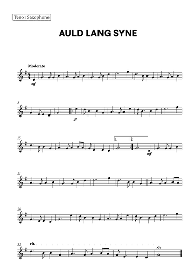 Auld Lang Syne (for Tenor Saxophone)