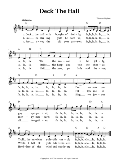 Deck The Hall - Lead Sheet (D Major)