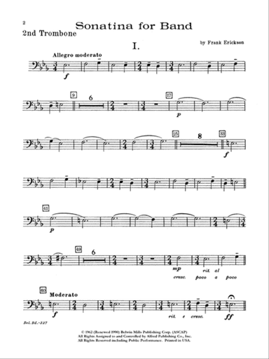 Sonatina for Band: 2nd Trombone