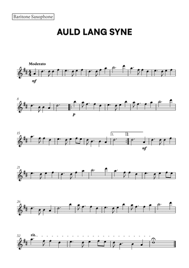 Auld Lang Syne (for Baritone Sax)