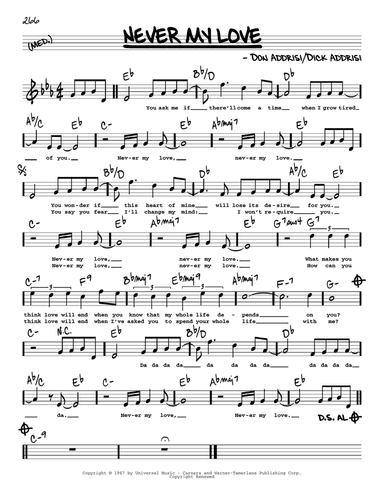 Never My Love (High Voice)